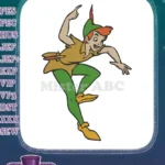 Peter Pan pointing flying character embroidery designs for adventure - Instant Download