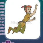 Magical Flying Peter Pan Cartoon Character Embroidery Designs for Kids - Instant Download
