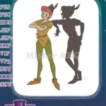 Smiling Peter Pan and His Playful Shadow Embroidery Designs - Instant Download