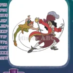 Peter Pan and Captain Hook sword fight embroidery designs - Instant Download