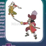 Classic Peter Pan Captain Hook battle scene embroidery designs - Instant Download