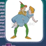 Peter Pan carrying Wendy Darling magical fairy tale embroidery designs - Instant Download