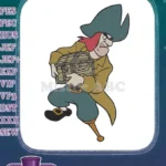 Grumpy Pirate Running with Treasure Chest Embroidery Designs - Instant Download