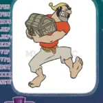 Grumpy Pirate Running with Treasure Chest Embroidery Designs - Instant Download