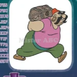 Mischievous cartoon pirate carrying treasure chest embroidery designs - Instant Download