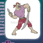 Angry Cartoon Pirate with Dagger and Cutlass Embroidery Designs - Instant Download