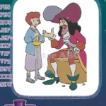 Captain Hook and Wendy Darling with Sword embroidery designs - Instant Download