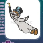 Peter Pan's Mr Smee Flying with Cane Embroidery Designs - Instant Download