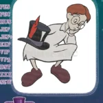 Disney's Smee Peter Pan character holding feathered hat embroidery designs - Instant Download