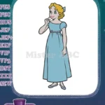Thoughtful Wendy Darling Peter Pan Inspired Embroidery Designs Blue Dress - Instant Download