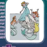 Playful Mermaids Splashing a Girl in Water Embroidery Designs - Instant Download