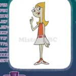Sassy Candace Flynn cartoon character pointing finger up embroidery designs - Instant Download