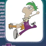 Phineas Flynn playing electric guitar rockstar cartoon embroidery designs - Instant Download