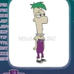 Popular Phineas Flynn cartoon character green hair embroidery designs - Instant Download