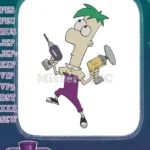 Phineas Flynn with power tools cartoon character embroidery designs - Instant Download