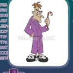 Dr Doofenshmirtz purple bathrobe panda slippers candy cane embroidery designs - Instant Download