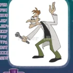 Dr. Doofenshmirtz Angry with Wrench Cartoon Embroidery Designs - Instant Download