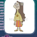 Hippie Girl with Daisy Peace Sign Flower Power Embroidery Designs - Instant Download