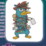 Agent P Perry Platypus tangled Christmas lights embroidery designs - Instant Download