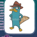 Perry the Platypus Secret Agent Fedora Embroidery Designs - Instant Download