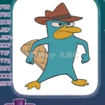 Determined Turquoise Platypus Perry the Agent P embroidery designs - Instant Download