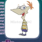Smiling Phineas cartoon character digital embroidery designs - Instant Download