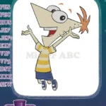 Excited Phineas Flynn cartoon character embroidery designs for fans - Instant Download