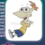 Phineas Flynn cheerful cartoon character relaxed pose embroidery designs - Instant Download