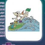 Phineas and Ferb Perry Surfing Cartoon Embroidery Designs - Instant Download