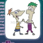 Phineas and Ferb Shaking Hands Cartoon Embroidery Designs - Instant Download