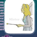 Beautiful blonde fairy princess holding magic wand embroidery designs - Instant Download