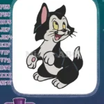 Happy Cute Black and White Cartoon Cat Embroidery Designs - Instant Download
