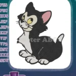 Classic Cartoon Black and White Figaro Cat Embroidery Designs - Instant Download