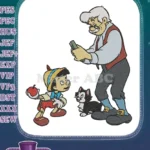 Pinocchio Geppetto Figaro Disney Classic Storytelling Characters Embroidery Designs - Instant Download