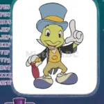 Pinocchio's Jiminy Cricket gentleman pointing up embroidery designs - Instant Download