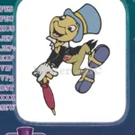 Joyful Jiminy Cricket Cartoon Character Umbrella Embroidery Designs - Instant Download