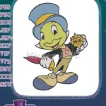 Jiminy Cricket Disney Character Official Conscience Badge Umbrella embroidery designs - Instant Download
