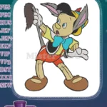 Surprised Donkey-Eared Boy Holding Broom Cartoon Embroidery Designs - Instant Download