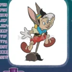 Classic Pinocchio cartoon character running looking up embroidery designs - Instant Download