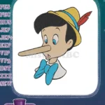 Pinocchio Puppet Character with Long Nose Embroidery Designs - Instant Download