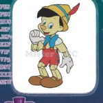 Happy Pinocchio puppet character embroidery designs for children's apparel - Instant Download