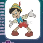 Classic Pinocchio wood puppet boy happy cartoon embroidery designs - Instant Download