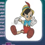 Pinocchio classic puppet character sitting embroidery designs - Instant Download
