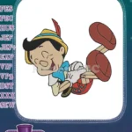 Joyful Pinocchio cartoon character happy expression embroidery designs - Instant Download
