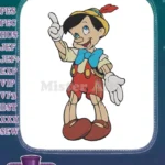Classic Pinocchio happy puppet pointing up embroidery designs - Instant Download