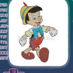 Classic Pinocchio smiling joyful walking Disney cartoon embroidery designs - Instant Download