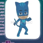 Catboy PJ Masks blue superhero cartoon character embroidery designs - Instant Download