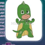 Green Gekko PJ Masks Cartoon Superhero Character Embroidery Designs - Instant Download