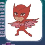 PJ Masks Owlette Red Flying Character Cartoon Embroidery Designs - Instant Download