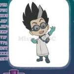 PJ Masks Greg Spiky Hair Scientist Outfit Embroidery Designs - Instant Download